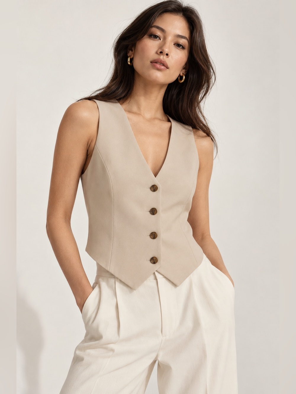 Wilfred Aritzia Pacino Vest Light Beige Size 10 NWT